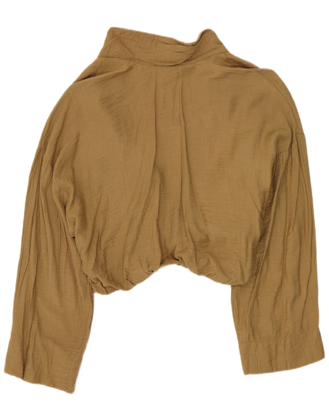 Blusa feminina Zara Top UK 16 grande viscose cáqui