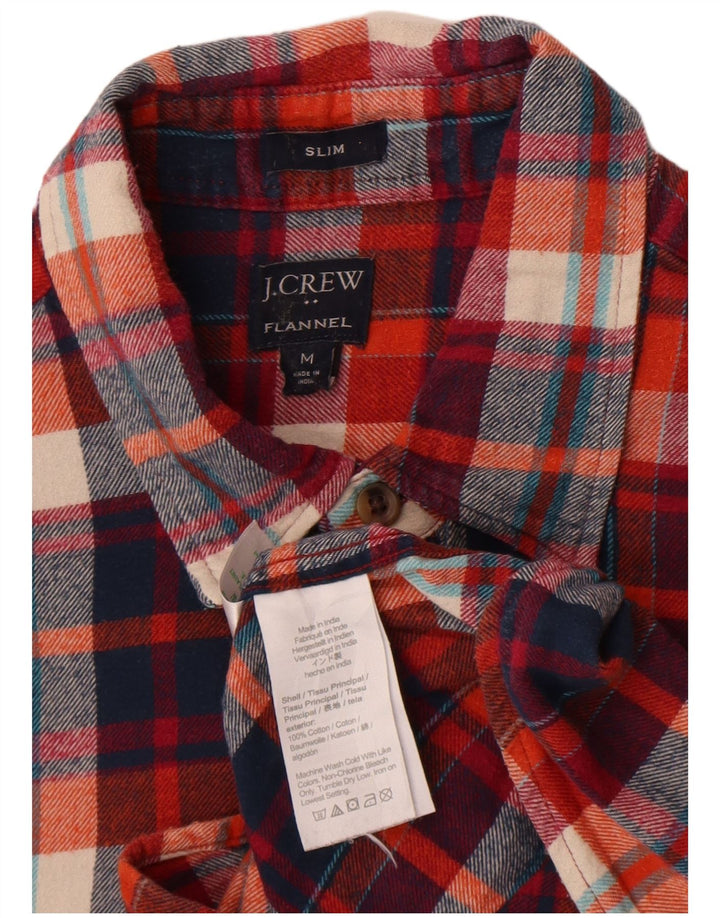 Camisa masculina de flanela fina J. Crew algodão xadrez vermelho médio