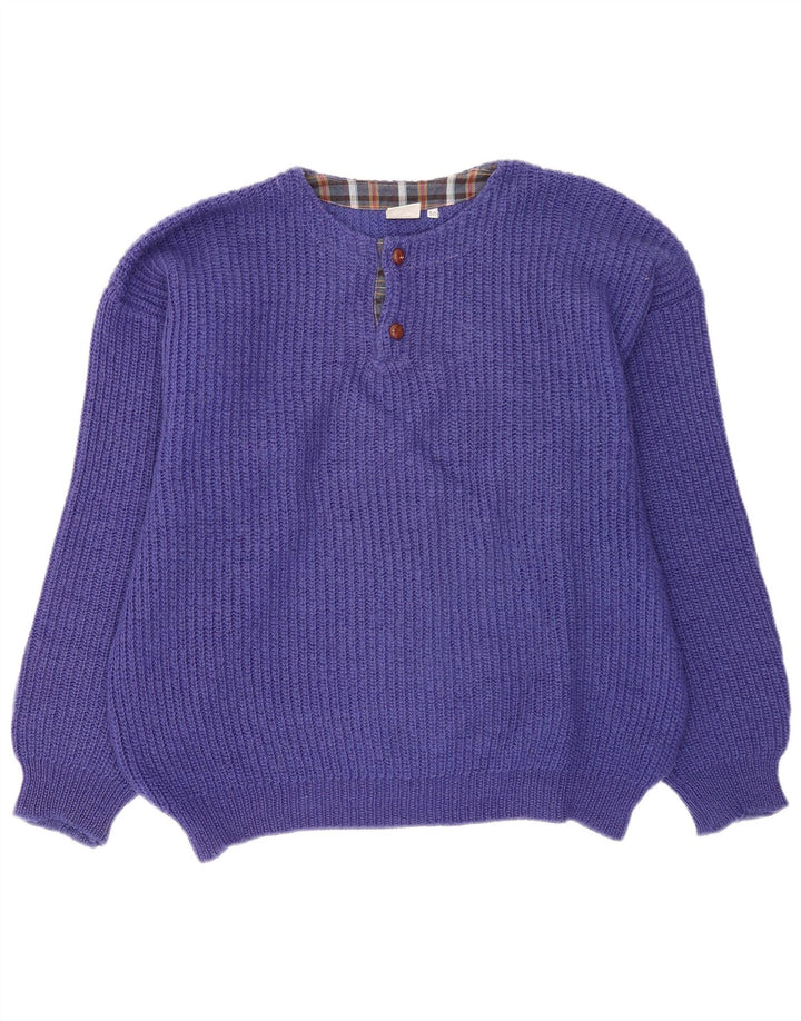 Piu Verona Suéter masculino oversized com gola redonda IT 50 médio roxo