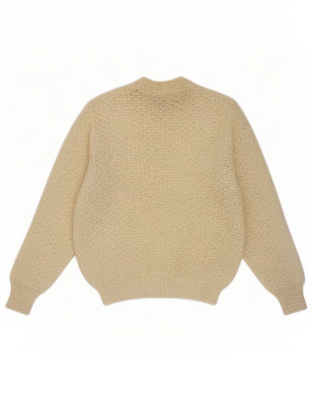 Suéter feminino vintage com gola redonda UK 14 bege médio