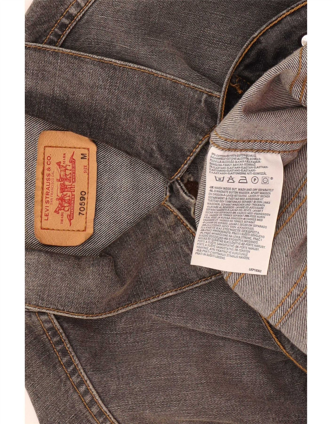 Jaqueta jeans masculina Levi's UK 38 algodão cinza médio
