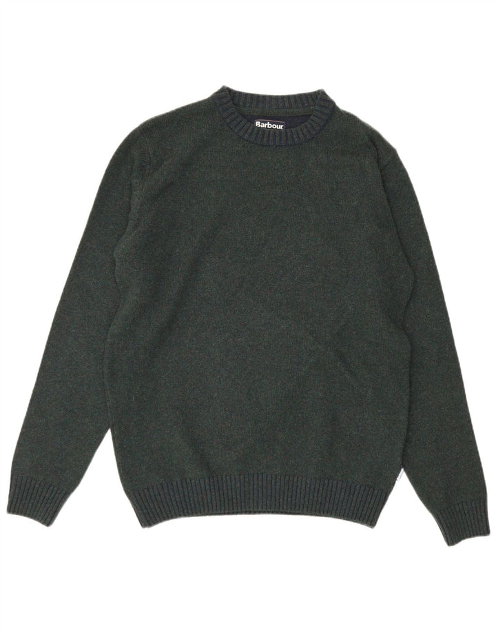 Suéter masculino Barbour com gola redonda, grande lã colorblock verde
