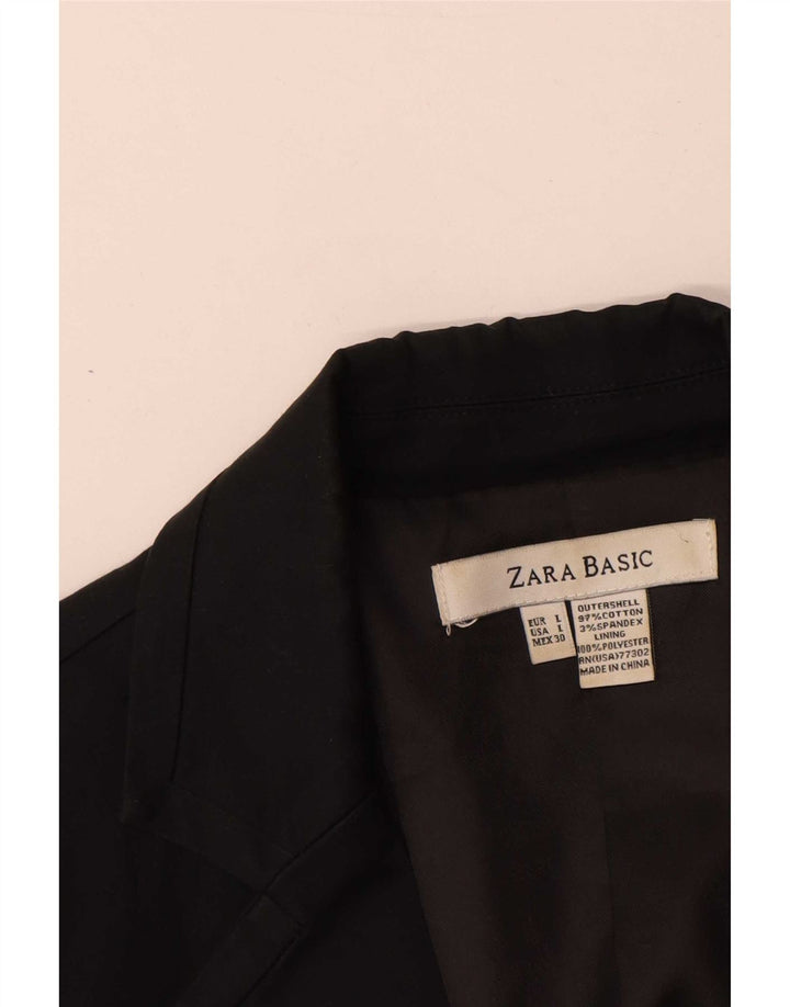 Jaqueta blazer feminina Zara com 2 botões Reino Unido 14 grande algodão preto