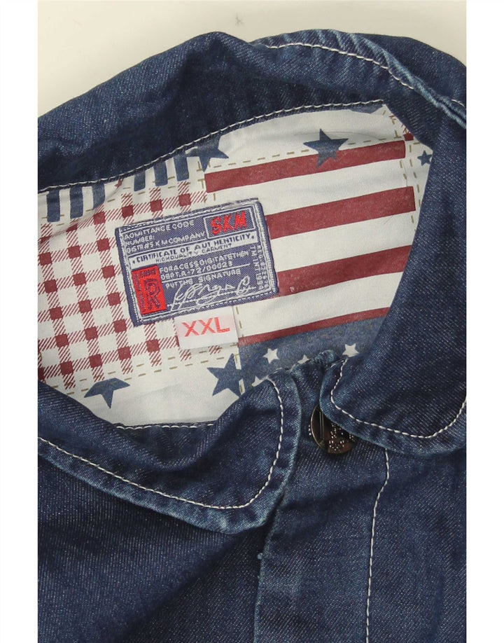 Jaqueta jeans masculina vintage UK 44 2XL azul