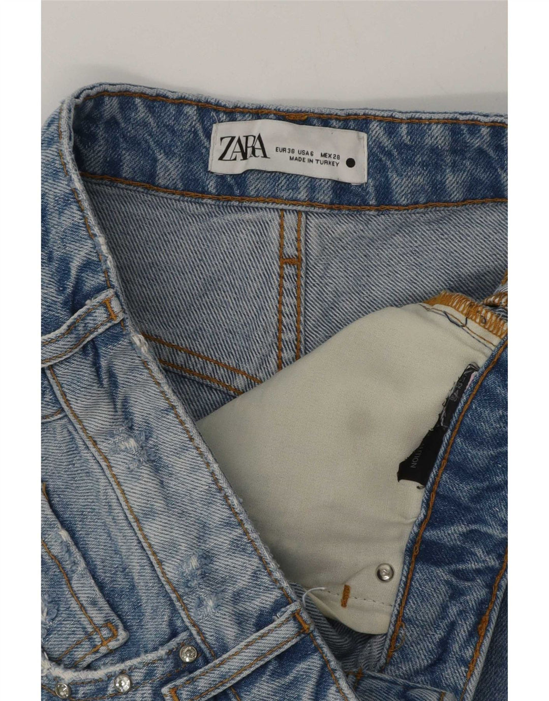 Shorts jeans feminino Zara EU 38 pequeno W28 azul
