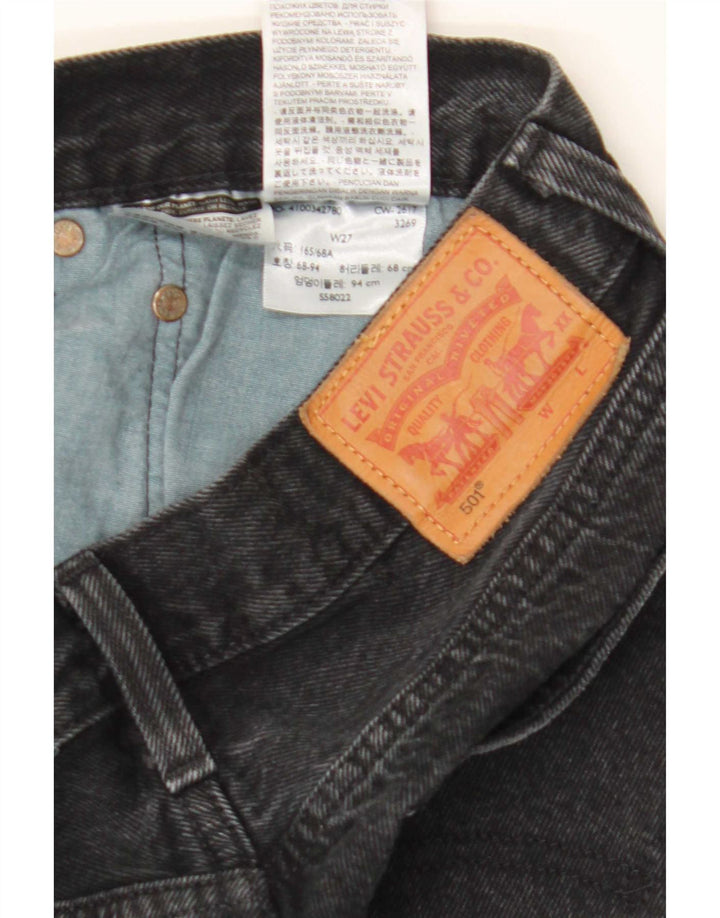 Shorts jeans feminino 501 da Levi's W27 pequeno algodão preto