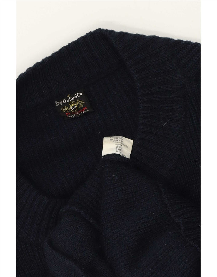 Suéter cardigã masculino Ivy Oxford de lã azul marinho médio