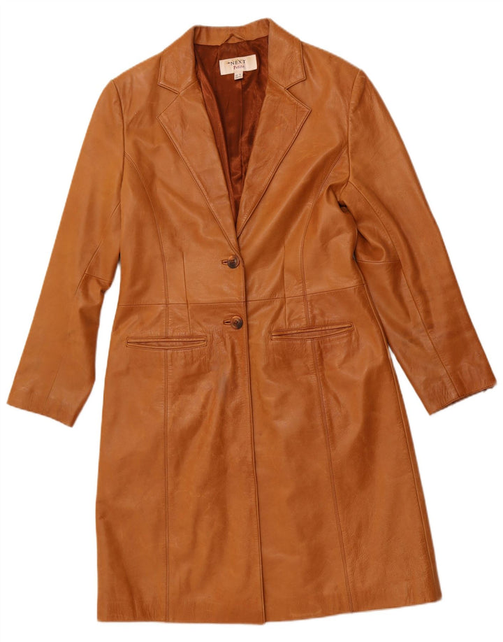 NEXT Casaco feminino de couro pequeno Reino Unido 12 couro marrom médio