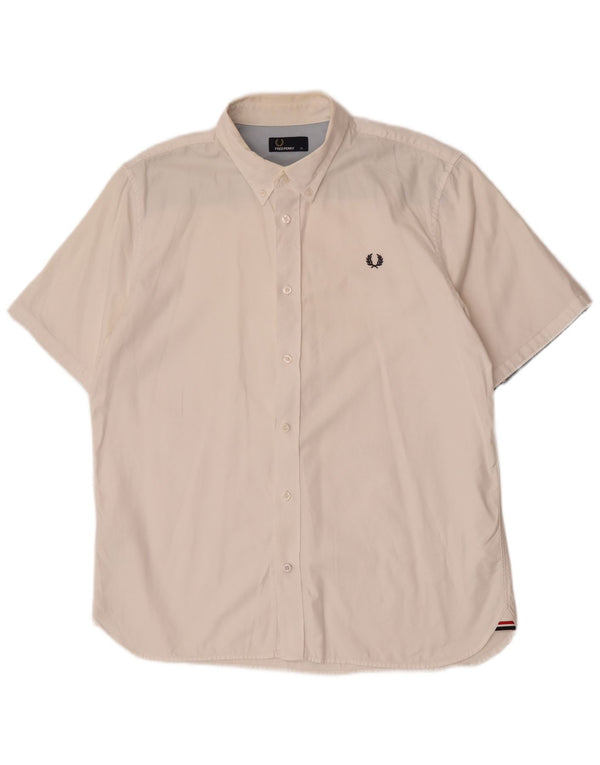Camisa masculina de manga curta Fred Perry XL algodão branco