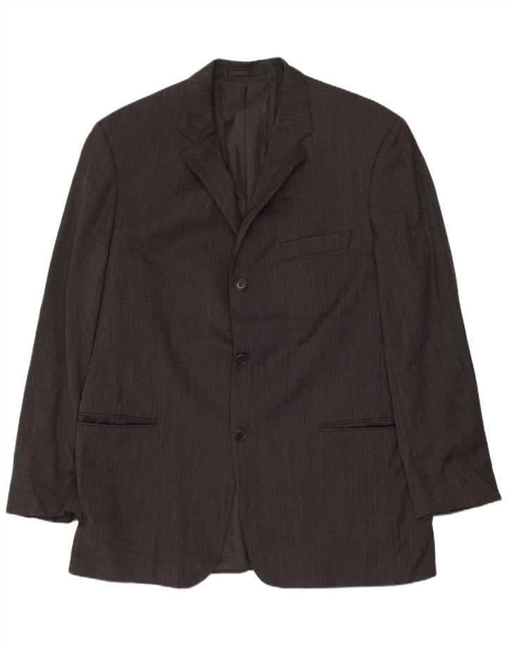Jaqueta blazer masculina de 3 botões HUGO BOSS EU 54 2XL lã cinza