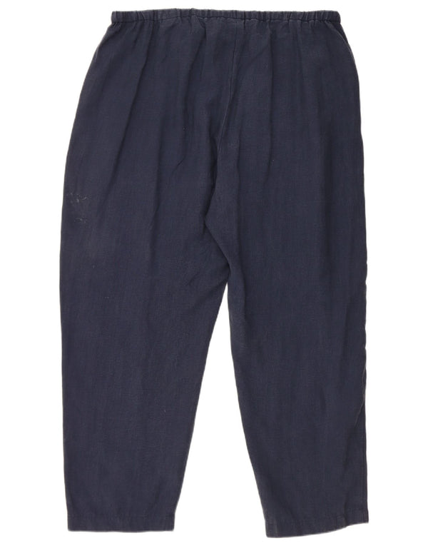 Marks & Spencer Womens Cropped Trousers UK 16 Large W34 L25 Navy Blue