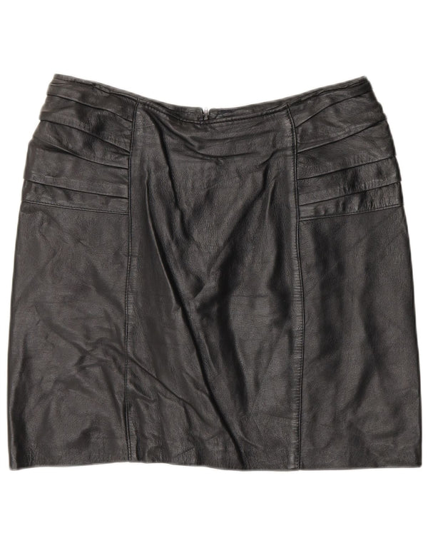 Saia feminina vintage de couro médio W30 preta