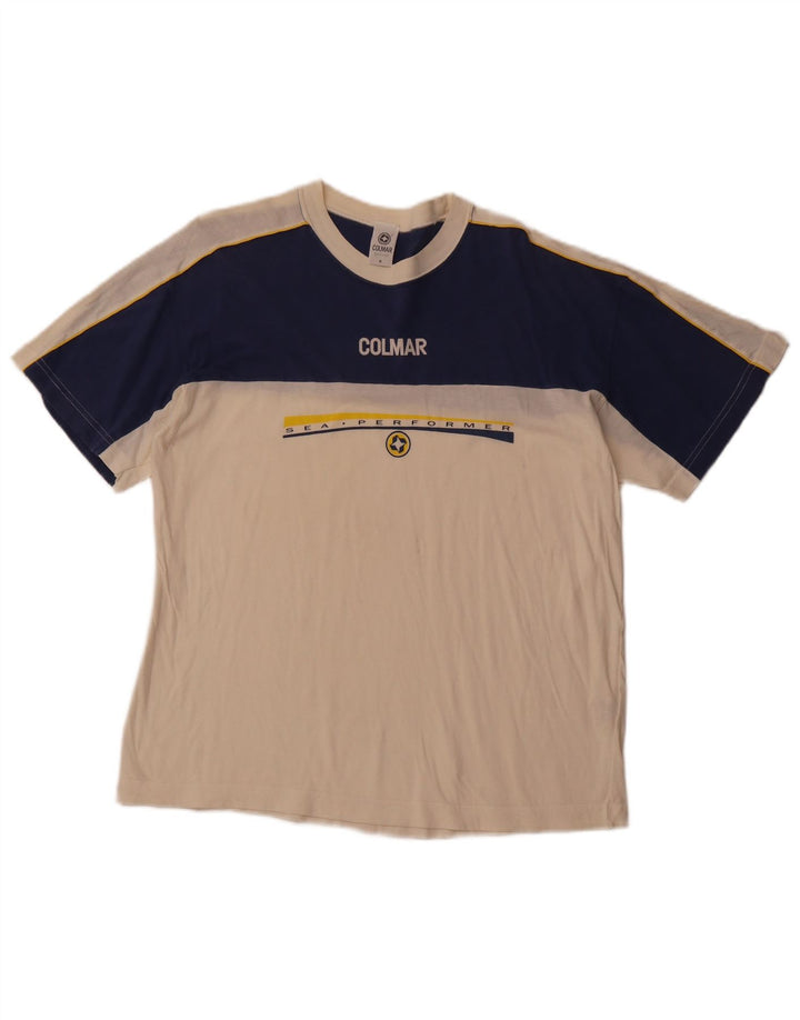 Camiseta gráfica masculina COLMAR Top médio branco colorblock algodão esportivo