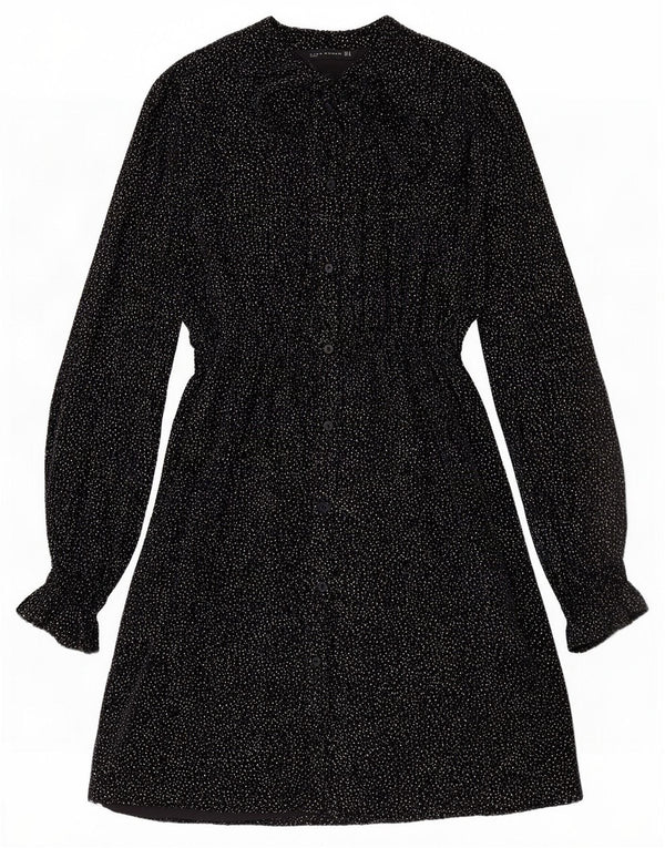 Vestido camisa feminino Zara com gravata frontal Reino Unido 14 médio preto manchado