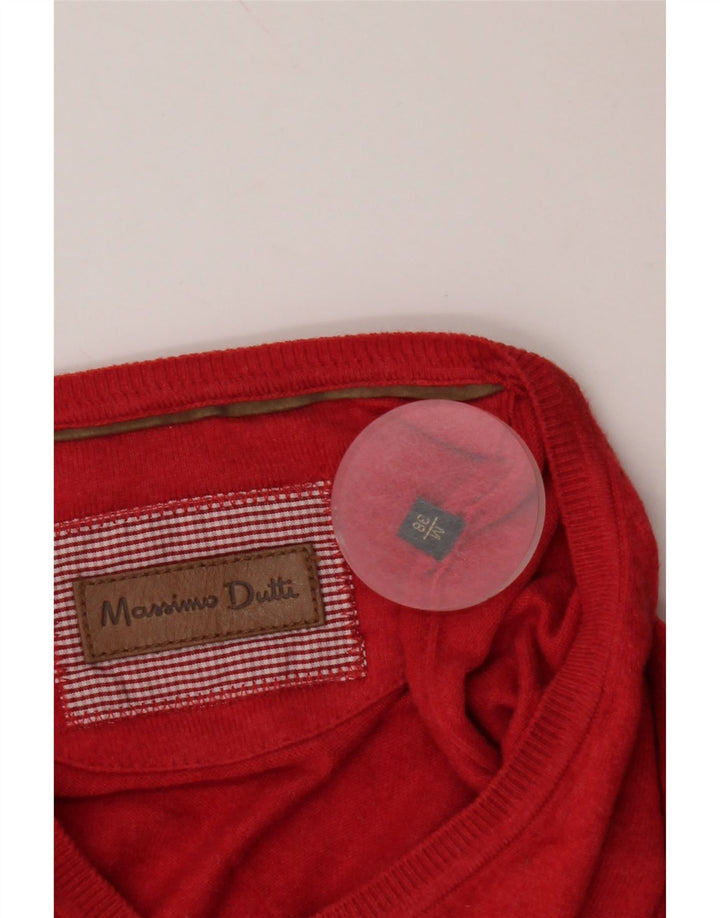 Suéter masculino MASSIMO DUTTI com decote em V vermelho médio