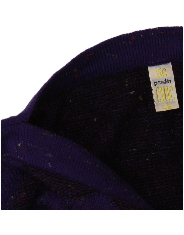 Suéter feminino CHIC com gola canoa EU 46 XL roxo geométrico
