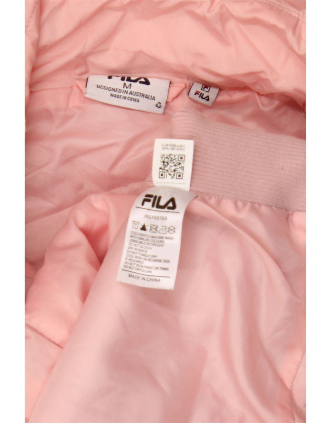 Colete acolchoado com capuz feminino Fila UK 14 poliéster rosa médio