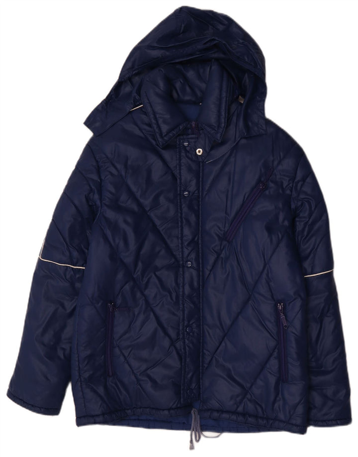Jaqueta acolchoada com capuz masculina vintage IT 48 poliamida azul marinho médio