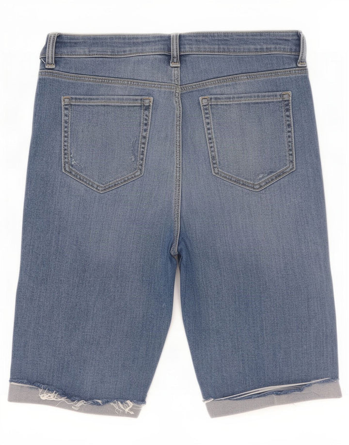 Bermuda feminina Marks & Spencer desgastada Reino Unido 12 médio W30 azul