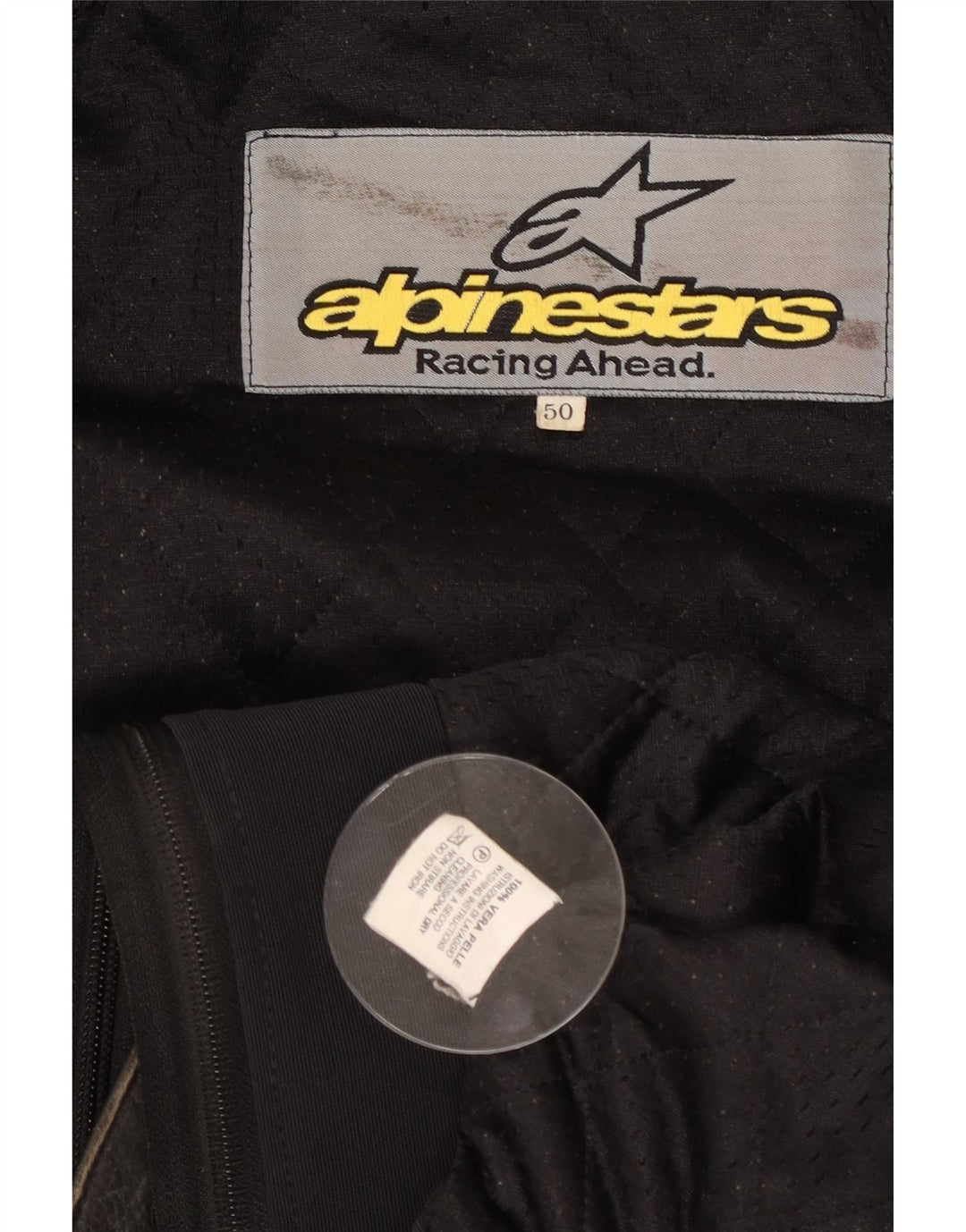Jaqueta Alpinestars masculina de couro gráfico Racer EU 50 couro preto médio