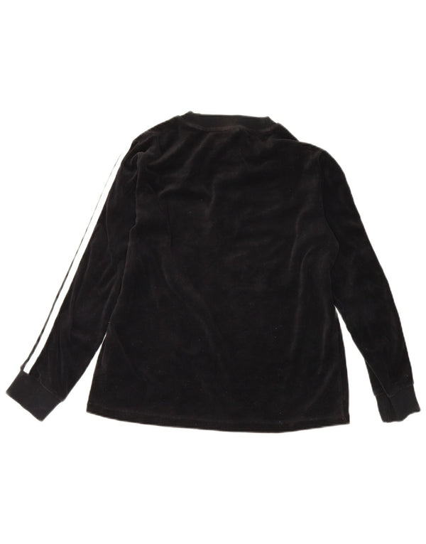 Adidas Womens Velvet Graphic Top Manga Longa Reino Unido 12 Médio Algodão Preto