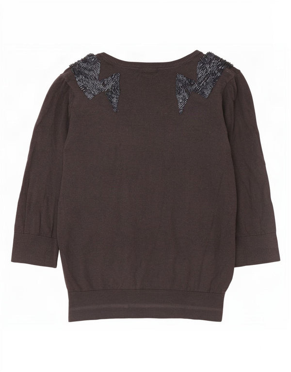 Suéter cardigã feminino Topshop manga 3/4 Reino Unido 14 grande algodão cinza