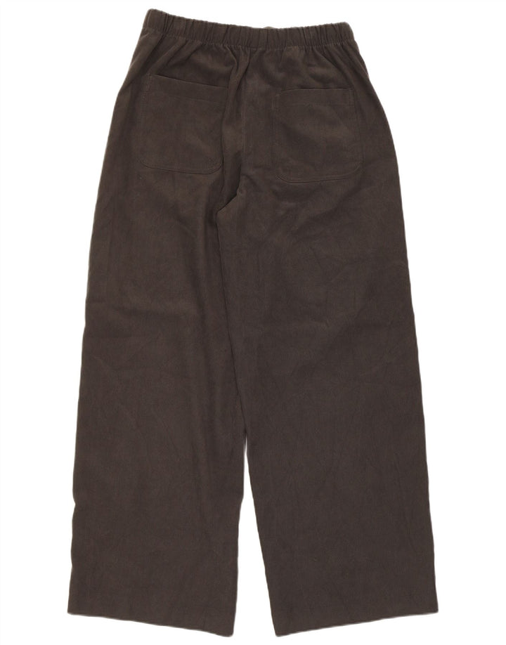 Calça chino feminina ZARA com perna larga UK 12 poliéster cinza médio