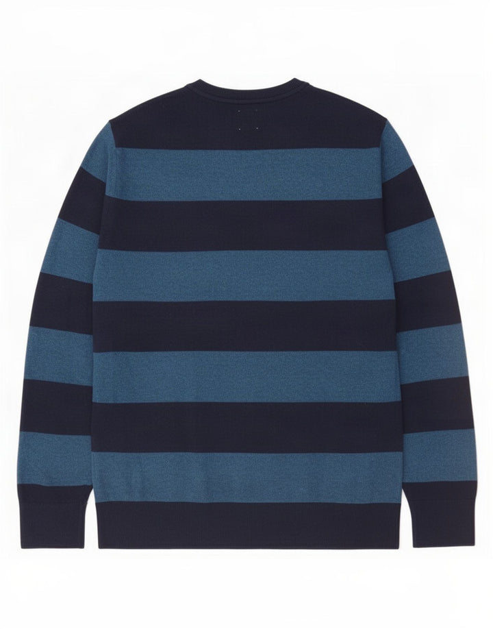 Suéter masculino Gap com gola redonda e algodão listrado azul marinho médio