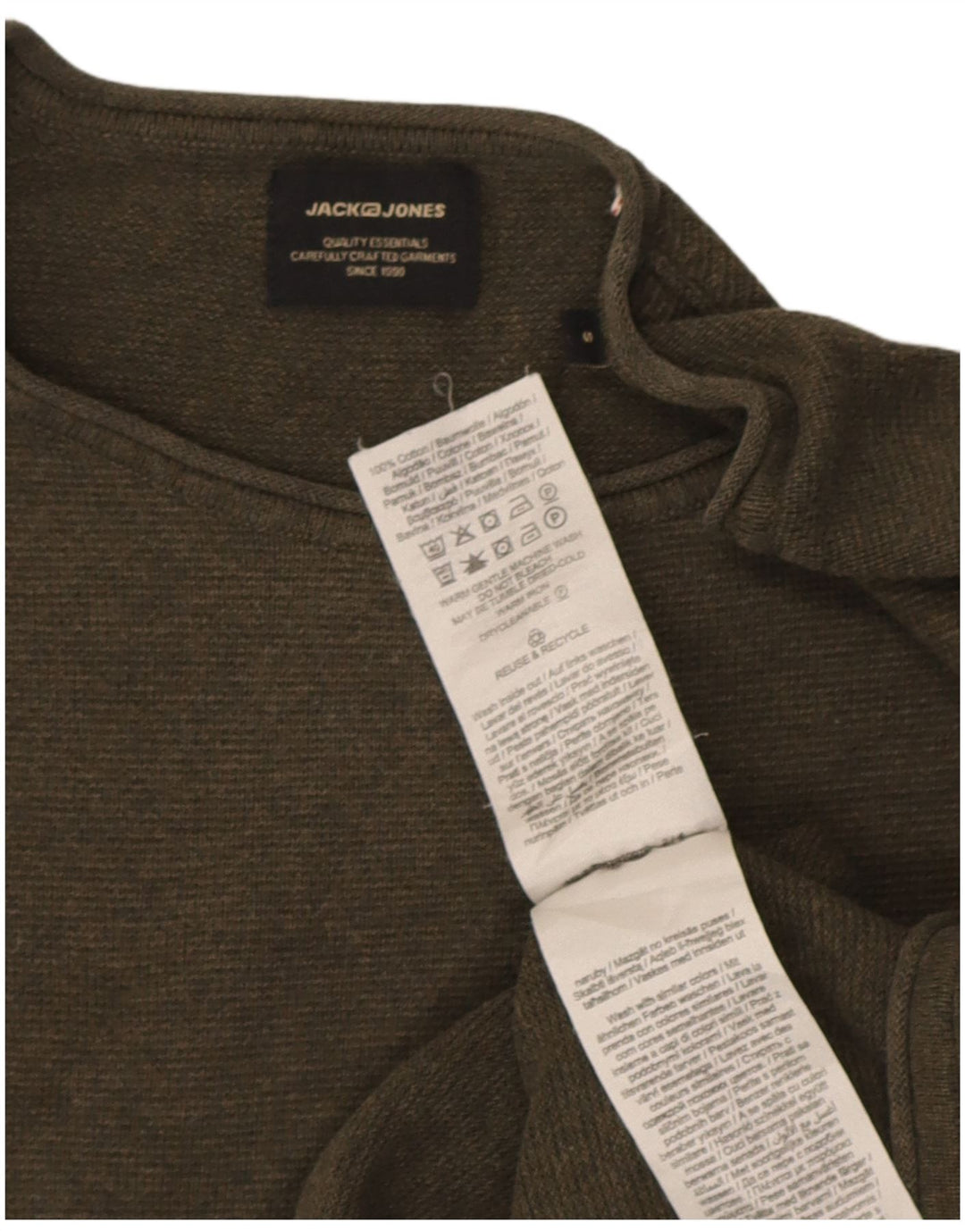 Suéter masculino Jack & Jones com gola canoa e algodão cáqui pequeno