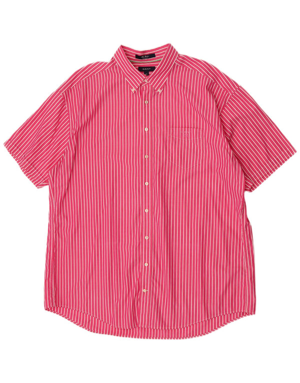 Camisa masculina Gant The Breton de manga curta com ajuste regular 3XL listrado rosa