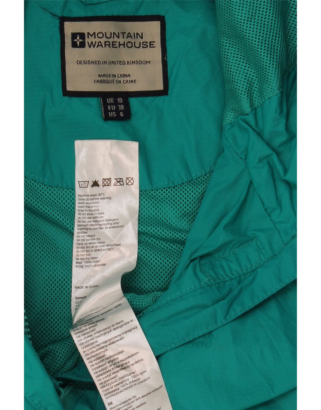 Jaqueta de chuva feminina com capuz MOUNTAIN WAREHOUSE Reino Unido 10 pequena turquesa