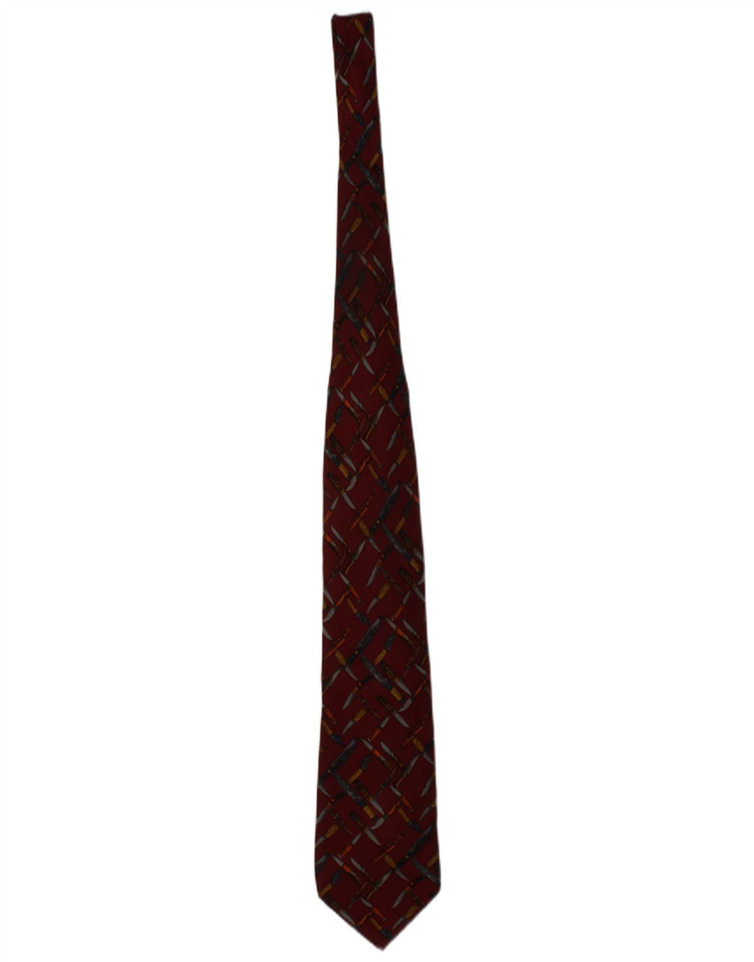 GIANFRANCO FERRE Mens Tie One Size Burgundy Silk Novelty