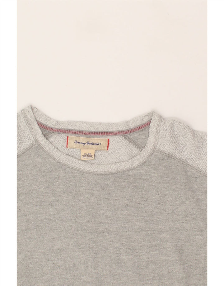 TOMMY BAHAMA Womens Sweatshirt Jumper UK 18 XL Grey Colourblock Cotton Vintage Tommy Bahama and Second-Hand Tommy Bahama from Messina Hembry 