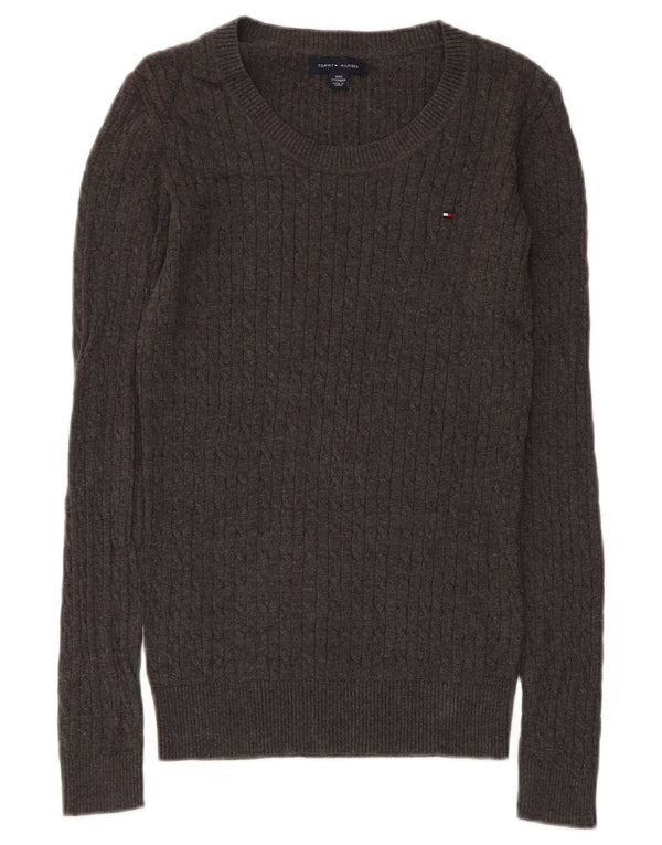 Suéter feminino Tommy Hilfiger com gola canoa e algodão cinza