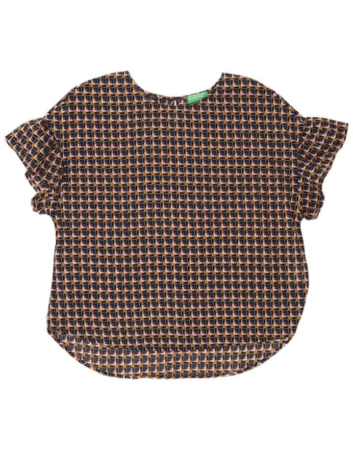 Blusa feminina Benetton UK 14 algodão geométrico multicolorido médio