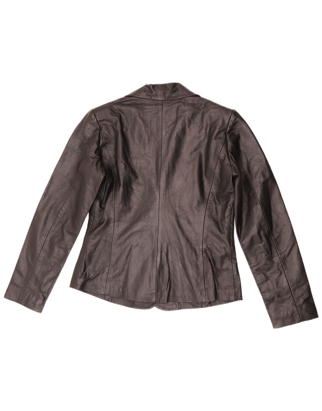 Jaqueta blazer feminina vintage de couro com 2 botões Reino Unido 10 pequena preta