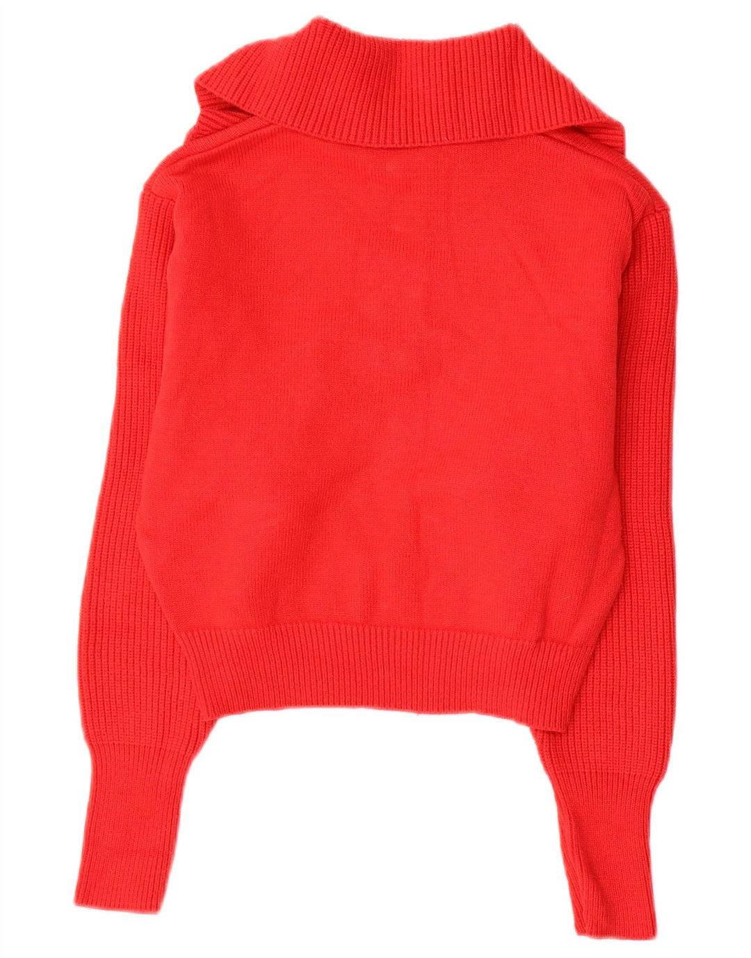 Suéter feminino ZARA com gola e zíper, Reino Unido 14, viscose vermelha média