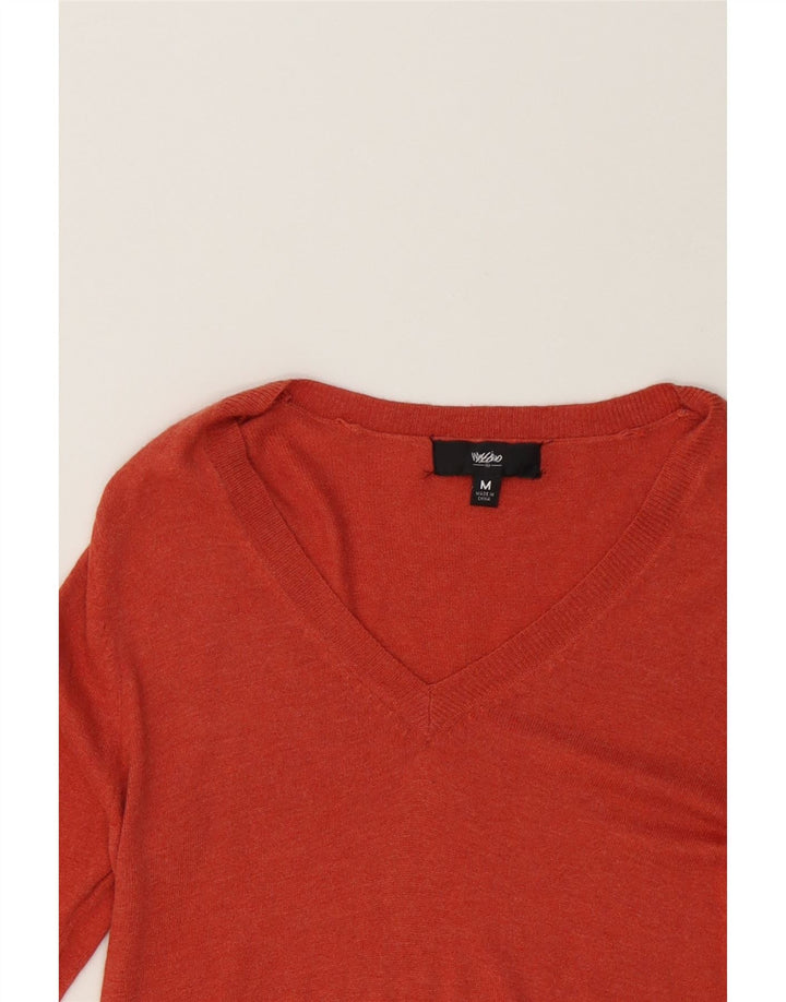 MOSSIMO Womens V-Neck Jumper Sweater UK 14 Medium Orange Nylon Vintage Mossimo and Second-Hand Mossimo from Messina Hembry 
