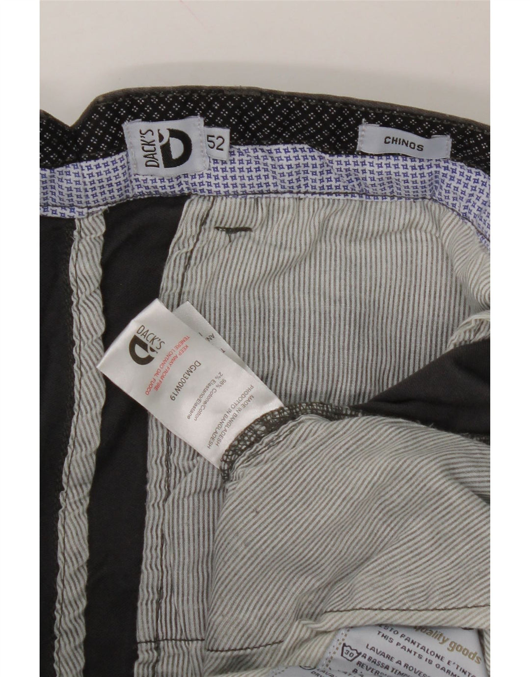 DACK'S Mens Slim Chino Trousers IT 52 XL W38 L32 Grey Cotton Vintage Dack's and Second-Hand Dack's from Messina Hembry 