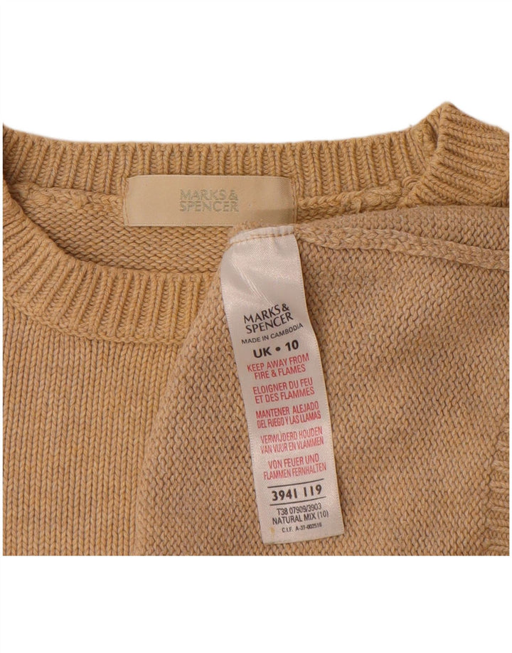 Suéter feminino Marks & Spencer grande com gola canoa Reino Unido 10 pequeno bege