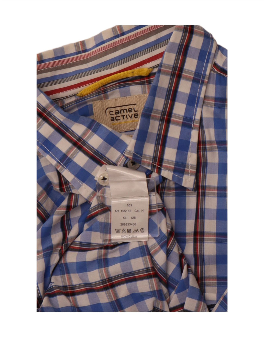 Camisa masculina CAMEL ACTIVE XL algodão xadrez azul