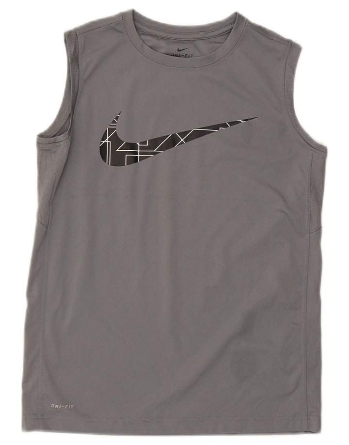 Colete gráfico Nike Boys Dri Fit Top 12-13 anos grande cinza poliéster