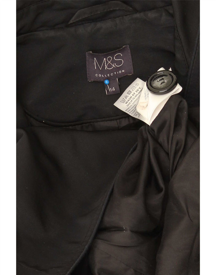 Casaco impermeável feminino Marks & Spencer Reino Unido 14 grande poliéster preto