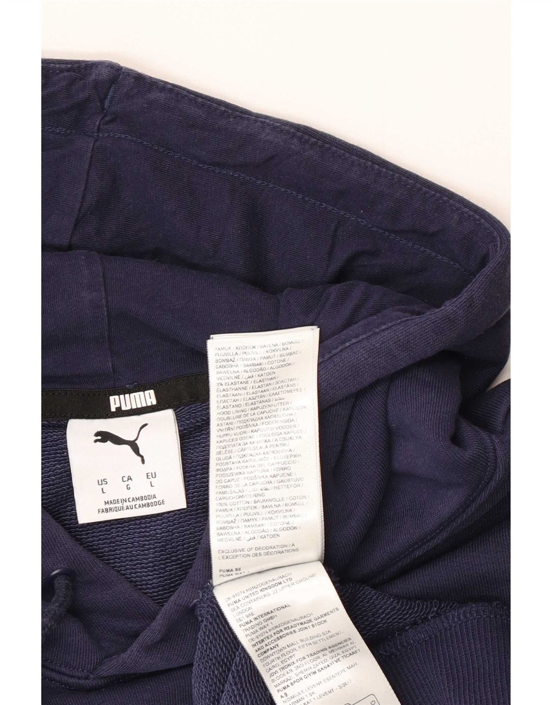 Puma moletom com capuz masculino grande algodão azul marinho