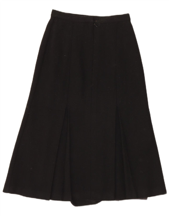 Saia feminina St Michael A-Line Reino Unido 10 pequena W24 lã preta