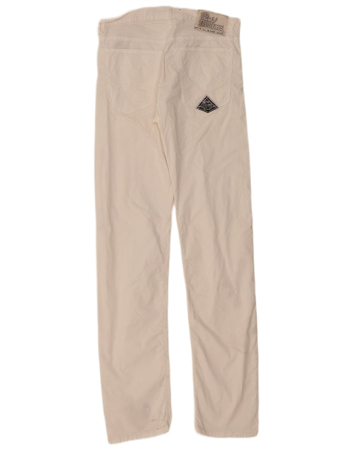 Calça casual reta masculina ROY ROGERS W33 L33 algodão branco