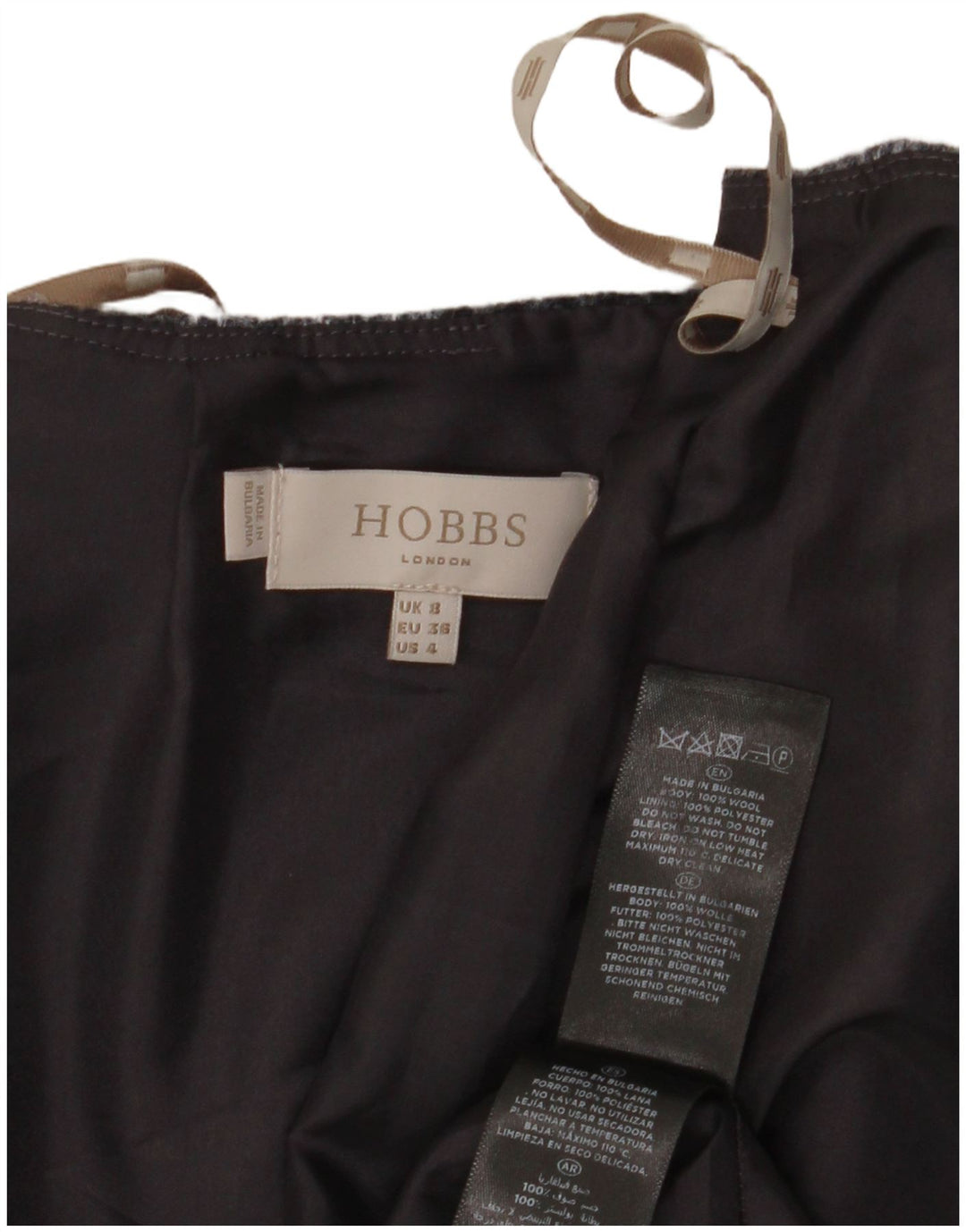 Saia lápis feminina Hobbs UK 8 pequena W28 lã xadrez cinza
