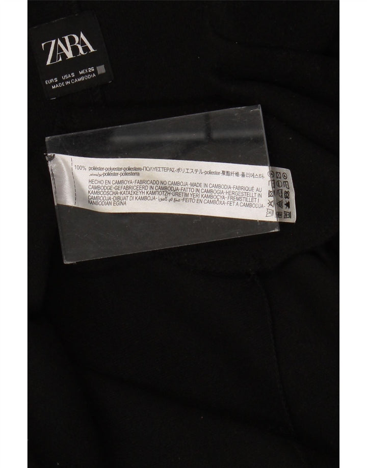 Sobretudo aberto feminino ZARA UK 10 pequeno poliéster preto