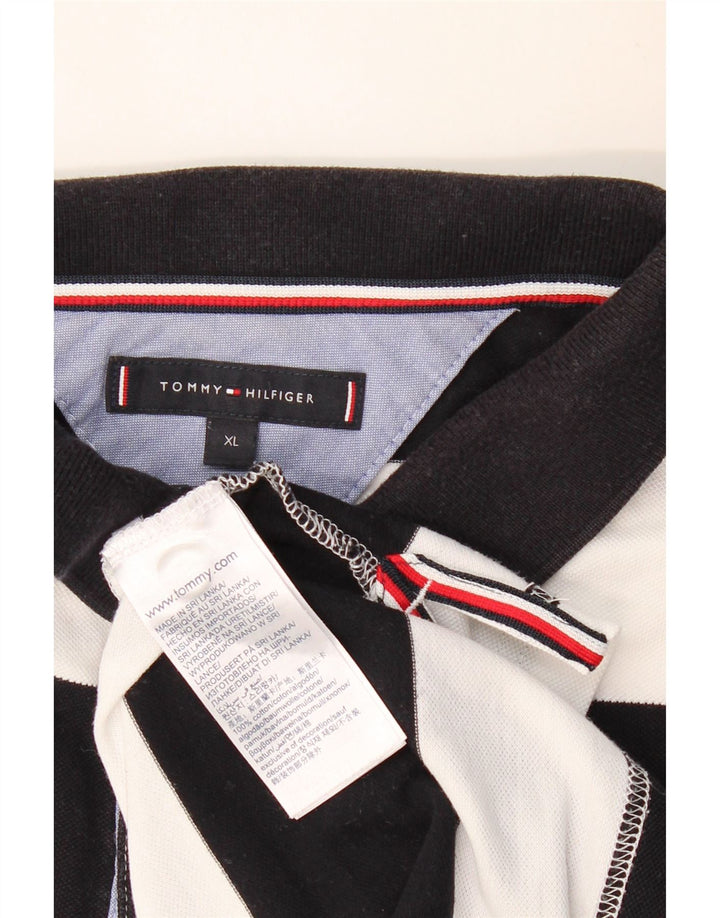 Camisa polo masculina TOMMY HILFIGER Regular Fit XL algodão listrado preto