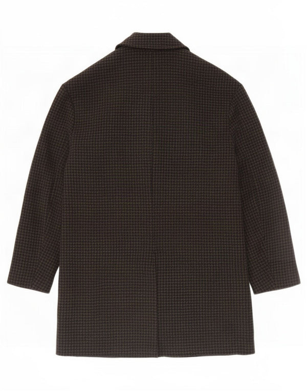 Sobretudo oversized feminino Zara UK 6 XS preto houndstooth poliéster